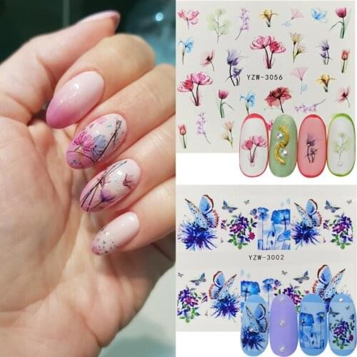 1/10Piece Nail Art Stickers Rose Flowers Rose Designs Water Transfer Tattoos Nail Sticker Watermark Slider Decal Nail Accesoires