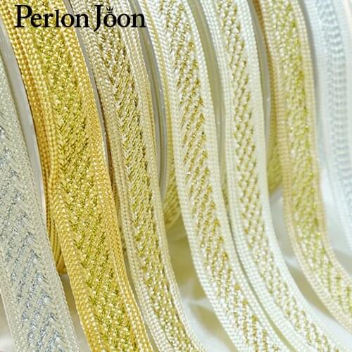 10yards/lot gold thread polyester woven apparel webbing ribbon for bag strap clothing dress lacedecorative accessories ZD008