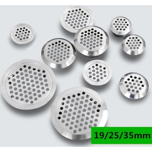 100pcs Round vent Dia19mm/25mm/35mm Cabinet Wardrobe Air Vent Louver Mesh Hole round Stainless Steel Flat surface Convex surface