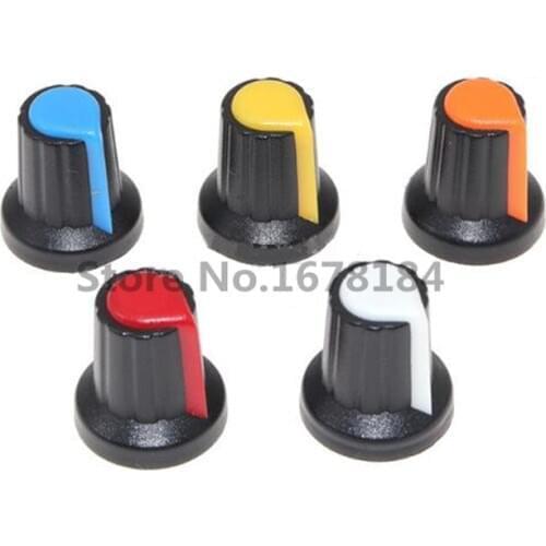 1000Pcs WH148 Potentiometer Switch knob Cap Plastic Knob Plum Handle 15X17mm AG2 Handle 6MM BLACK RED YELLOW ORANGE WHITE