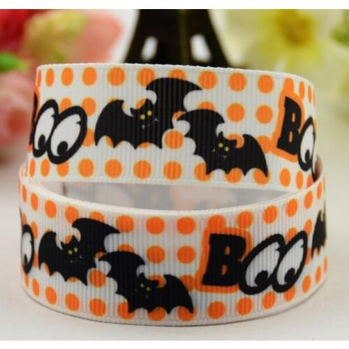 22mm 25mm 38mm 75mm Ruban satin Haunted halloween Cartoon Character printed Grosgrain Ribbon party decoration 10 Yards X-01053