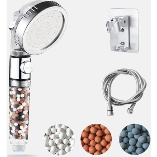 3 Modes Bath Shower Adjustable Jetting Shower Head High Pressure Saving water Bathroom Anion Filter Shower SPA Nozzle