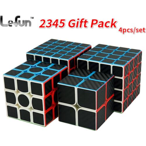 4Pcs/Set Magic Cube Include 2x2x2 3x3x3 4x4x4 5x5x5 Stickerless with Black Carbon Fiber Sticker Puzzle Toys For Child Gift Pack