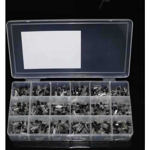 900pcs 18 values*50pcs 2N2222-S9018 Transistors Box Pack NPN PNP TO92 Transistor Assorted Kit S9015 S8050 S8550 2N3904 2N3906