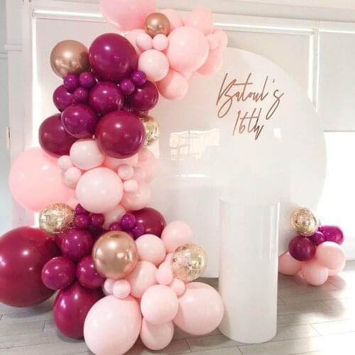 92pcs Macaron Pink Balloon Garland Arch Kit Chrome Rose Gold Confetti Latex Wedding Party Birthday Decoration For Baby Shower