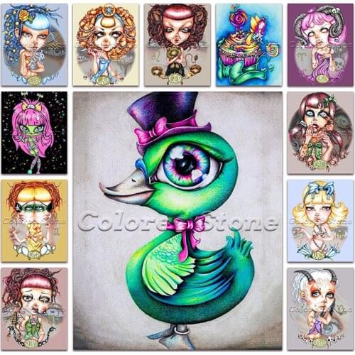 New Diamond painting Cartoon girl weird woman comic 5D DIY Full Square Drill embroidery Cross stitch 3D Round mosaic Drawing 083
