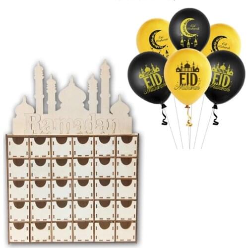 Wooden Eid Mubarak Ramadan Advent Calendar Countdown Drawer Muslim Islamic Castle Decorations Ornament