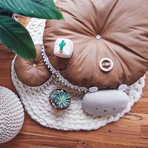 Baby Crawling Mat 1PC Soft Cotton Pillows Stuffed Thick Cotton Play Game Rugs Round Floor Carpet For Kids Interior Room Decor