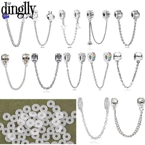 DINGLLY Rose Gold Cartoon Anime Safety Chain DIY Fashion Charm Brands Bracelets Bangles Heart Shape Accessories Gifts