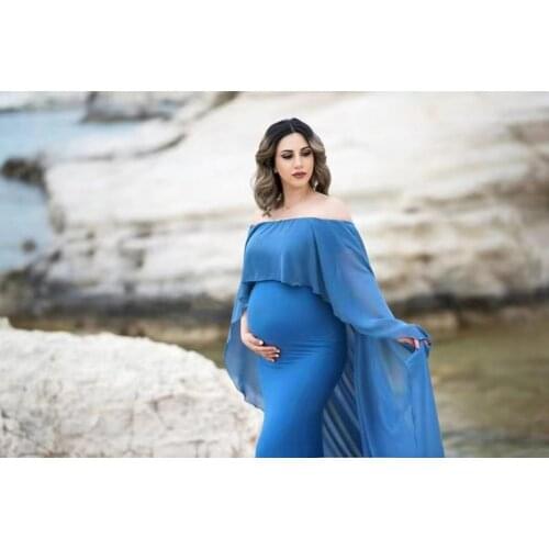 Photography Maternity Photography Props Fishtail Maxi Dress Shawl Shoulderless Maternity Dresses For Photo Shoot Pregnancy Dress