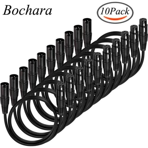 Bochara XLR Cable Male to Female M/F Shielded OFC Audio Cable For Microphone Mixer Stage Light Amplifier 1m 1.8m 3m 5m 10m