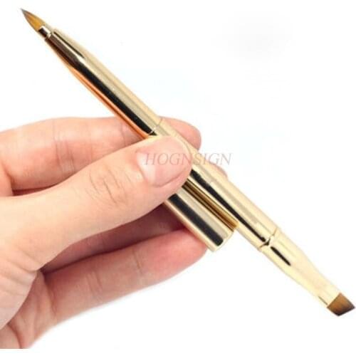 Makeup Brush Metal Telescopic Double Lip Brush Concealer Brush Lipstick Brush With Cover Portable Sale
