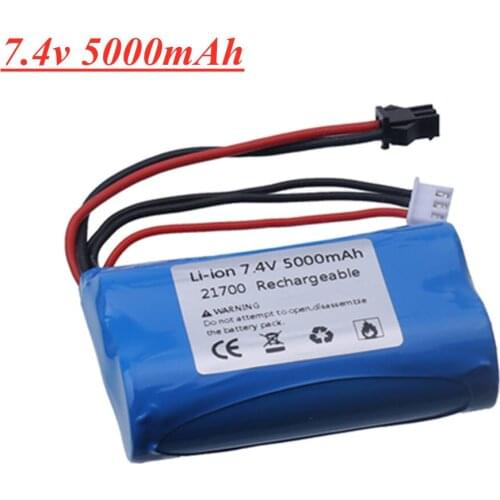 7.4V 5000mah Lipo battery SM Plug For WPL MN99S D90 U12A S033g Q1 H101 RC Boat Cars Tanks Drone toy Parts 2S 7.4 V 21700 battery