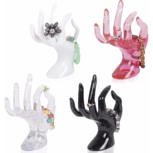 JAVRIK Mannequin Ok Hand Finger Glove Ring Bracelet Bangle Jewelry Display Stand Holder Hot Selling Black/White/Pink/Transparent