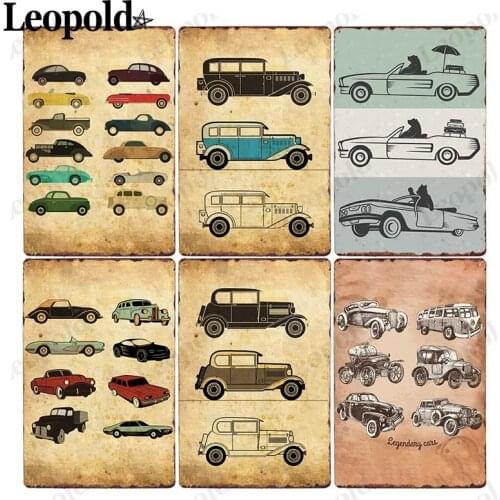 Metal Tin Label Car Model Old Style Plaque Simple Classic Car Wall Art Board Garage Bar Ktv Club Home Decoration 20X30Cm