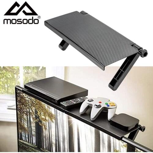 Mosodo TV Top Shelf Computer Screen Caddy Adjustable Storage Bracket Monitor Rack Holder Stand for Media Box Game Console Router