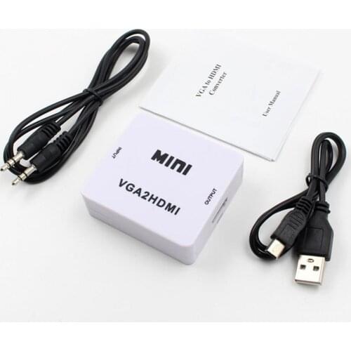 VGA to HDMI-compatible Converter VGA2 Adapter VGA to HDMI-compatible 1080P Charging Cable Adapter Converter for HDTV Projector