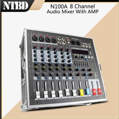 NTBD Audio Portable Mixer Sound Console High Power Integrated Power Amplifier Mixer 8 Channel 16 Kinds of Digital ECHO Party DJ