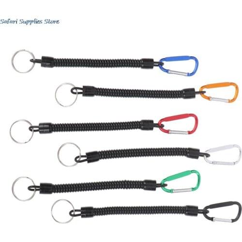Portable Fishing Lanyards Rope Boating Kayak Camping Secure Carabiner Secure Lock Grips Tackle Tools With Spring