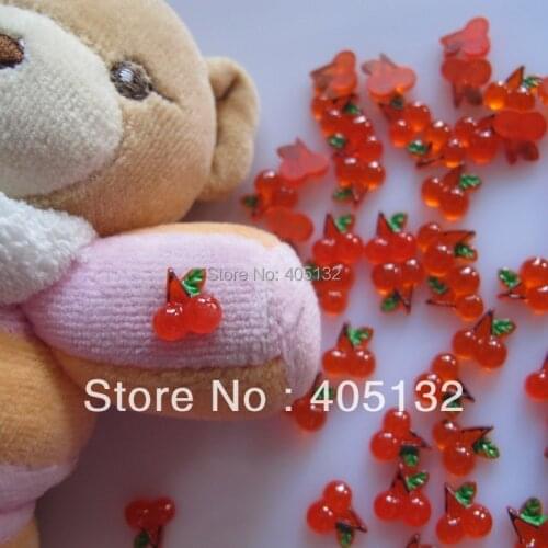 RC-169-2 200pcs/bag Cute Crystal Red Cherry Shape Resin Decoration Nail Art Decorations