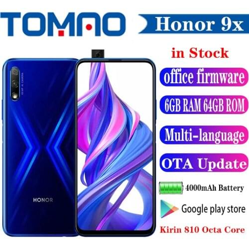 New Honor 9X SmartPhone Kirin 810 Octa Core 6.59" 2340X1080 4GB RAM 64GB ROM Full Screen 48MP 3 Cameras 4000mAh Mobile Phone