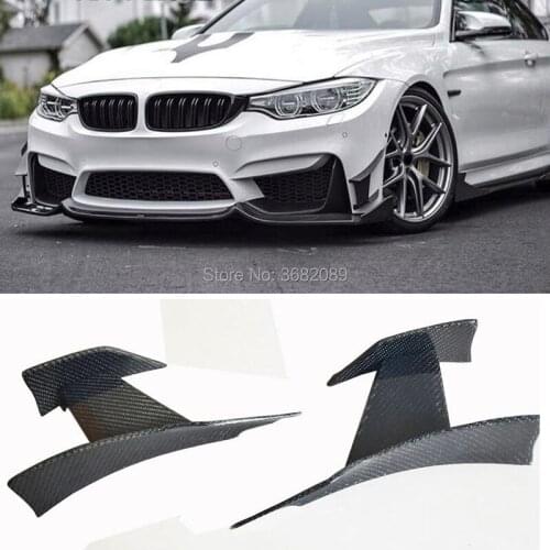 Carbon Fiber Front Bumper Lip Splitter Air Vent Fins Trim Spoiler Body Fit For BMW F80 M3 F83 F82 M4 2015-2019 2016 2017 2018