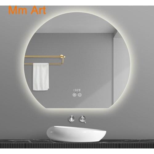 80CM Smart Mirror Creative round Toilet Dressing Table Mirror Bathroom Mirror Wall-Mounted LED Makeup round Mirror Customization