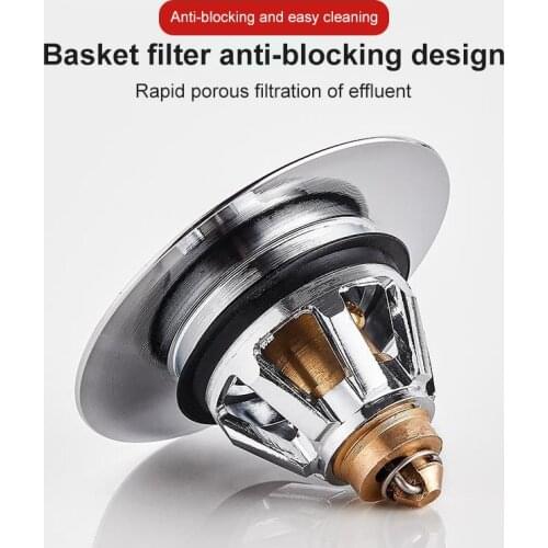 Basin Pop-up Drain Filter Copper Bounce Core Basket Shower Floor Drain Bathroom Plug Trap Hair Catcher Basin Faucet Accessorie