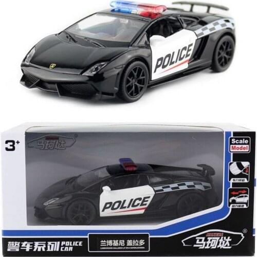 Yufeng Ma Ke da 5-Inch Gallardo Police Car Alloy Toy Car Model Warrior Window Box