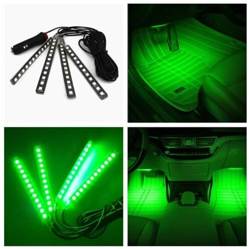 Green 4X12 LED Car SUV Interior Footwell Decor Atmosphere Neon Lamp Light Strips