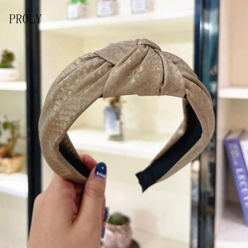 PROLY New Fashion Women Hair Accessories Wide Side Serpentine Cloth Hairband Center Knot Casual Headband Wholesale