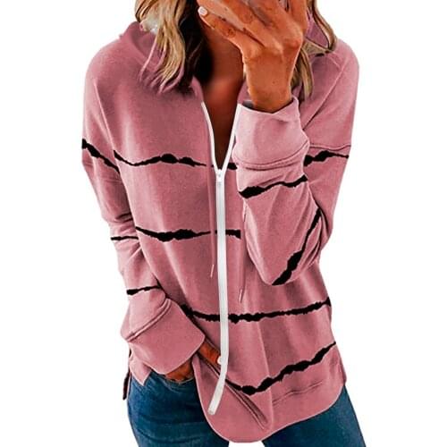 Womens Oversized Hoodie Striped Full Zip Long Sleeve Lightweight Sweatshirts Jacket Coat Zipper Hooded Sweatshirt Sudaderas
