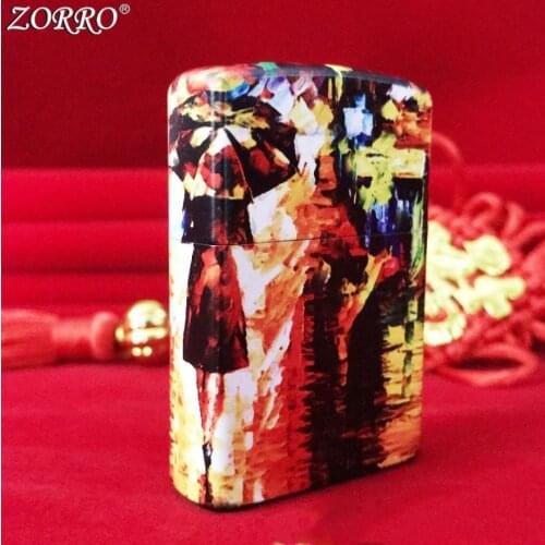 ZORRO Girl in the rain Abstract color printing oil painting Kerosene gasoline petroleum oil cigarette lighter gentleman gift