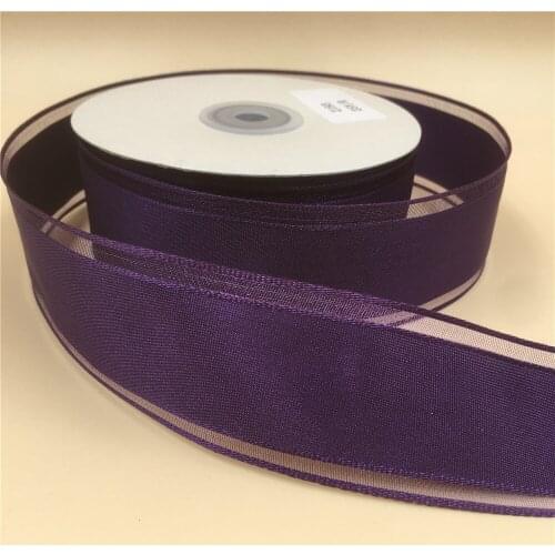 N2193 38MM X 25yards wired edged purple organza edges taffeta ribbon