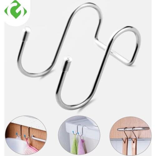 1PC Stainless Steel Double S Shape Storage Hook Purse Hook for Bathroom Kitchen Wall and Door Organizer Accessories GUANYAO