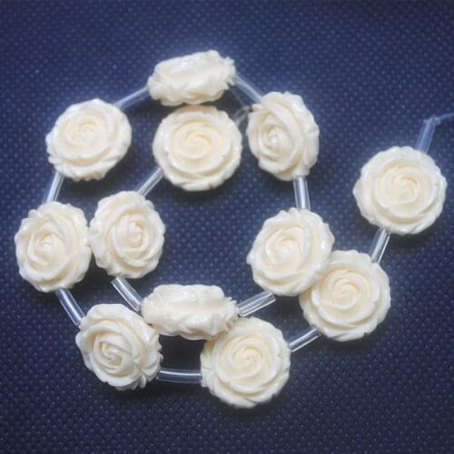 12pcs Charms white carving flower material synthetic stone size 20mm fashion ornament beads