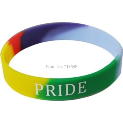 100pcs colorful Gay Pride wristband silicone bracelets free shipping by ePacket A