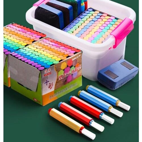 100pcs Washable Colored Dustless Chalks with 5pcs Chalk Holder Clip and 1pcs Eraser for School Office Blackboard Glass