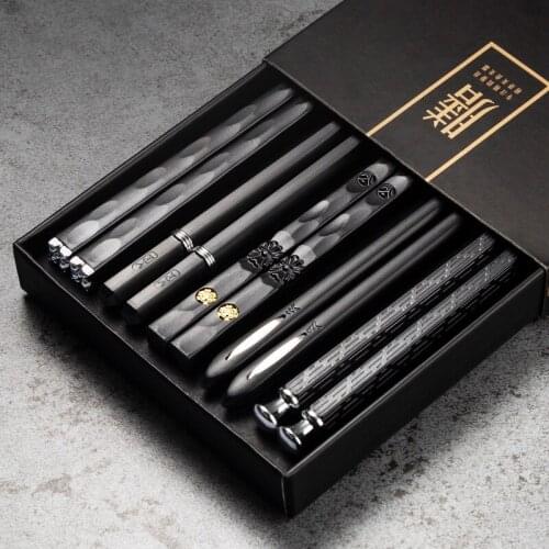 5 Pairs/Lot Japanese Chopsticks Different Styles Home Squared Edge Non-Slip Reusable Sushi Sticks Hashi Handmade Gift Pack