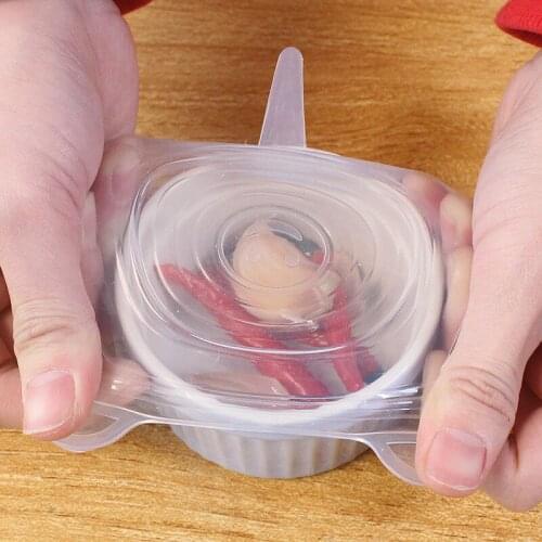 6Pcs/lot Keeping Wrap Lid Cover Stretch Vacuum Food Clear Reusable Silicone Wrap Seal Food Fresh Wrap Bowl Cover Kitchen Tools