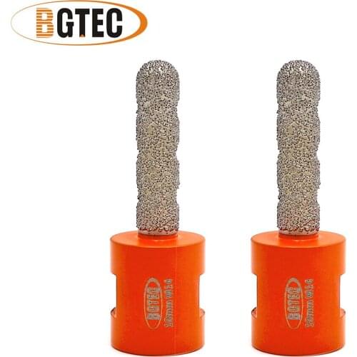 BGTEC 2pcs 10mm Vacuum Brazed Diamond finger bits With M14 Thread Enlarge shape round bevel existing holes