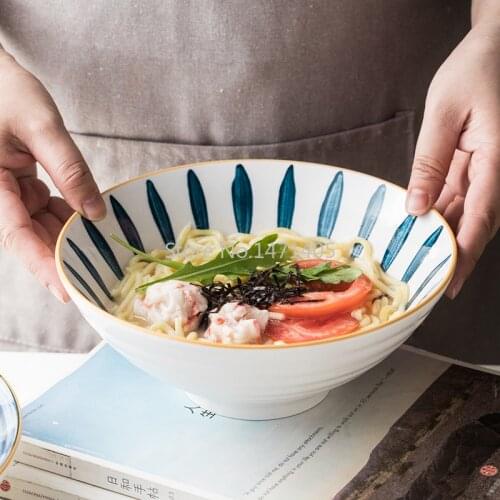 Large Bowl of Soup Bowl Ceramic Large Household Deep Bowl Super Large Creative Personality Japanese Ramen Bowl Trumpet Bowl