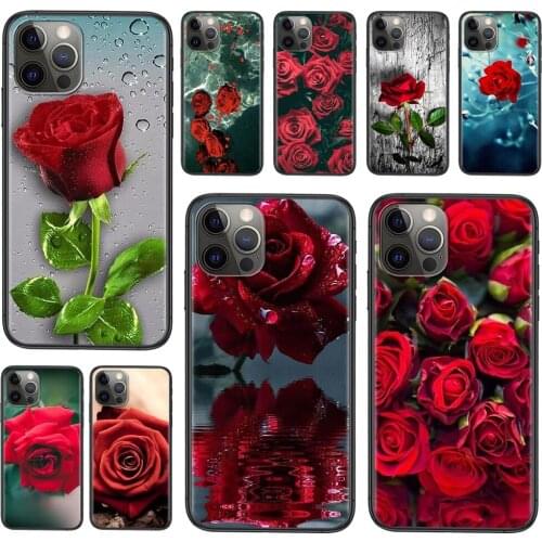 Nouvel For Huawei Mate 40 Pro Plus 30 20 10 lite nova 8 pro y9 2019 Bright Red Roses Flowers Cartoon Pattern Phone Case