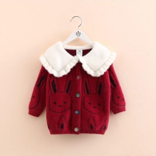 2020 Autumn Winter Kids Rabbit Sweater Knit cardigan Children New Year Clothing Girls Cotton Baby Girl Costumes SD79