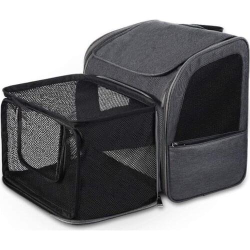 Dog Carrying Backpack Breathable Mesh Puppy Traveling Outdoor Backpack Adjustable Detachable Pet Trolley Bag Expandable Carrying
