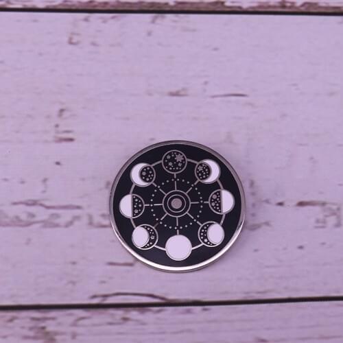 Moon phases enamel pin Lunar Eclipse astrology badge astronomy gift idea
