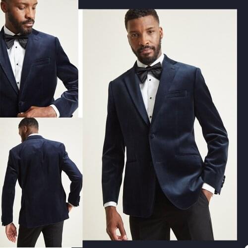 Classic Velvet Men Tuxedos Custom Made Handsome Single Breasted Blazer Wedding Party Prom Marriage High Quality Jacket