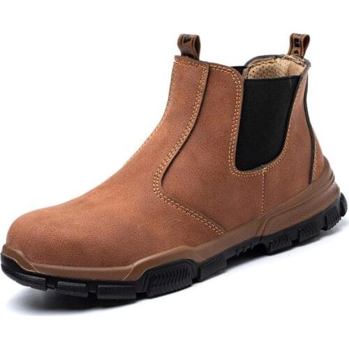 Fashion Steel Toe Cap Protection Work Boots Men Waterproof Non-slip Work Safety Shoes Light Indestructible Tactical Boots Sneake