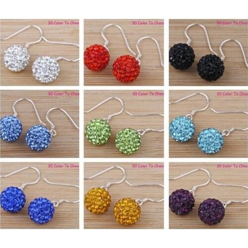 Can Mix Color DHL Free 10mm Hj8al Stud Earrings Micro Pave Disco Ball crystal Drop Studs Clay earrings