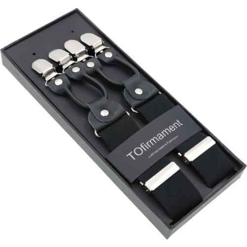 Multi Pattern Grid Mens Casual Fashion Braces High Quality Leather Suspenders Adjustable 6 Clip Belt Strap